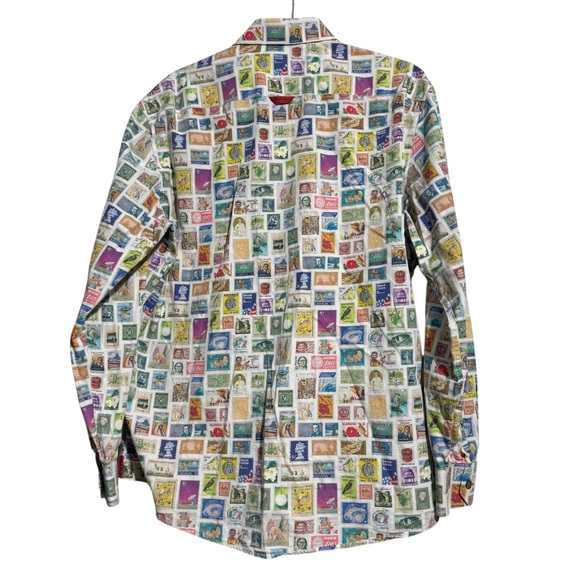 Jermyn & Bond Men’s Button-Up Shirt – Size L – Long Sleeve – Stamp Print - Picture 2 of 13